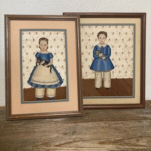 Framed Vintage Cross Stitch set of 2